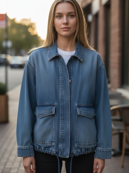 Madewell Jackets & Blazers - Madewell Light Blue Denim Jacket with Drawstring Hem Medium
